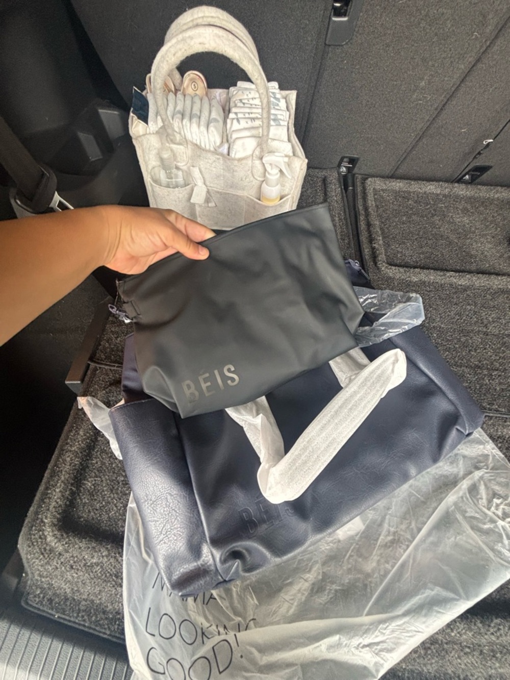 BEIS Navy Blue Diaper Bag with Chain Strap Detail - Picture 6 of 7